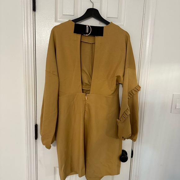 Tibi | Mustard Yellow Open Back Dress | 10 - Picture 2 of 5